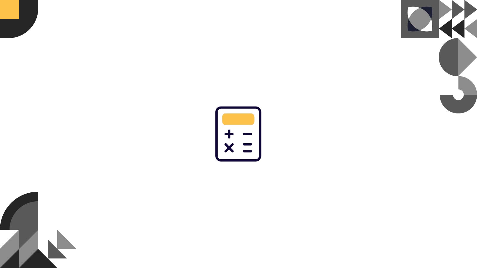 Minimalistic Calculator icon in the middle with bauhaus decoration on the side
